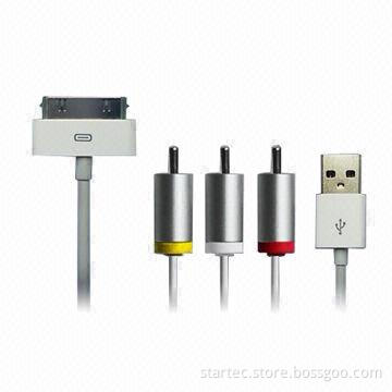 AV USB TV-out Composite Cables, AV Cable 2 + 1 Kit, Soft and Durable